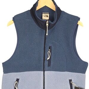 The North Face Cragmont Vest Womens Large Blue Sherpa Fleece Relaxed Fit Zip NEW